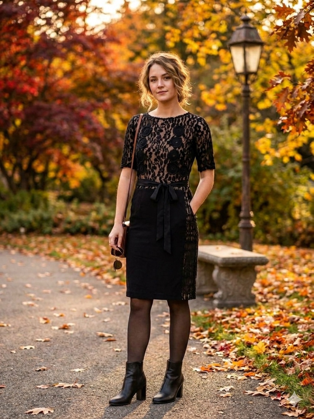 Anthropologie Beguile by Byron Lars Black Lace Sheath Dress with Ribbon Tie